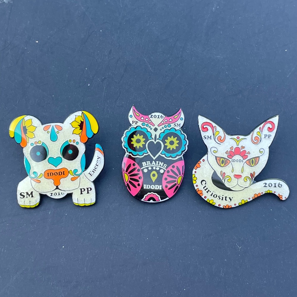Destination Imagination 2016 Sugar Skull Animal Trading Pin Set Dog Owl Cat